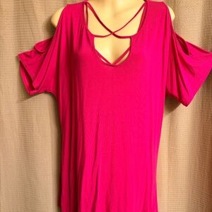 Venus Cold Shoulder Pink Top Women's L
